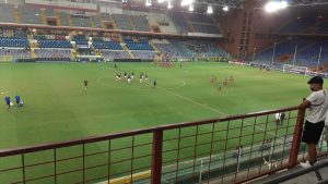 Il riscaldamento prima di Sampdoria-Alessandria